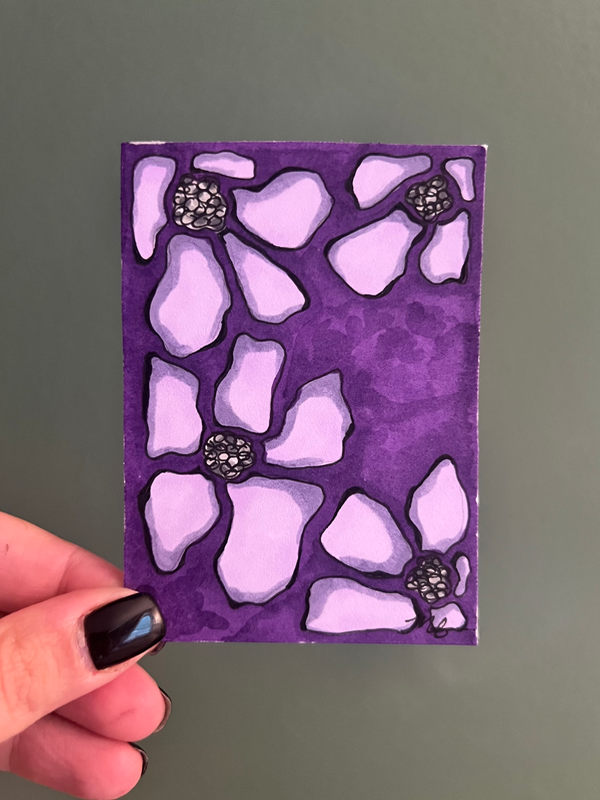 Melting Flowers- Violets aceo art card