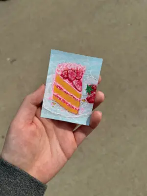 Cake At The Pool aceo art card thumbnail 2