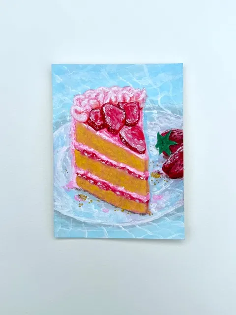 Cake At The Pool aceo art card