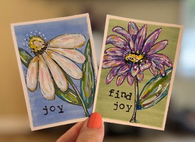 Find Joy Purple Flower aceo art card thumbnail 3