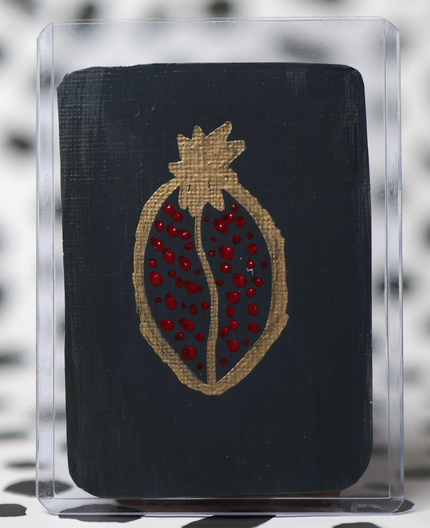 ACEO Art Card "Gold Pomegranate" Original Acrylic Canvas Painting 3 of 3 aceo art card