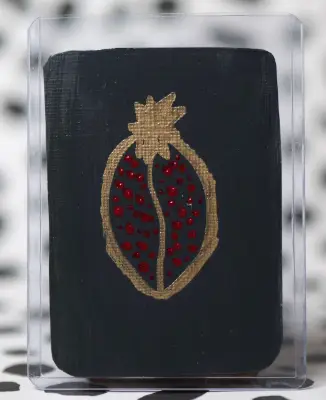 ACEO Art Card "Gold Pomegranate" Original Acrylic Canvas Painting 3 of 3 aceo art card thumbnail 1