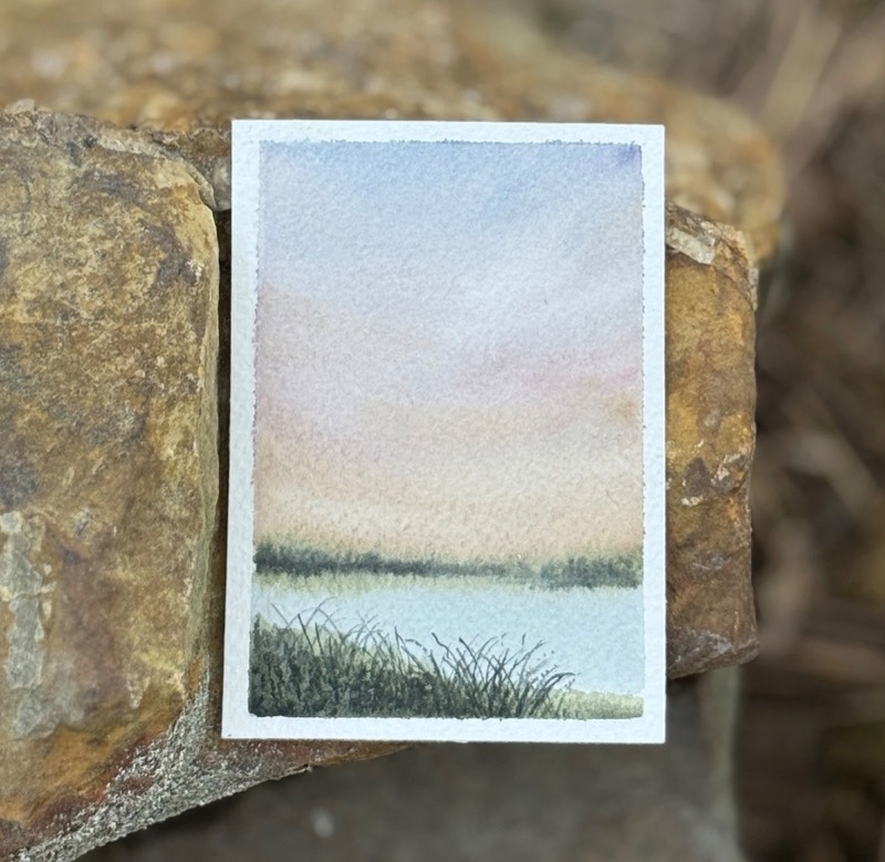 ACEO Original Watercolor “Marsh Sunrise” aceo art card