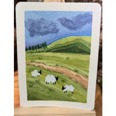 Sheep Study: Three Sheep Two aceo art card thumbnail 2