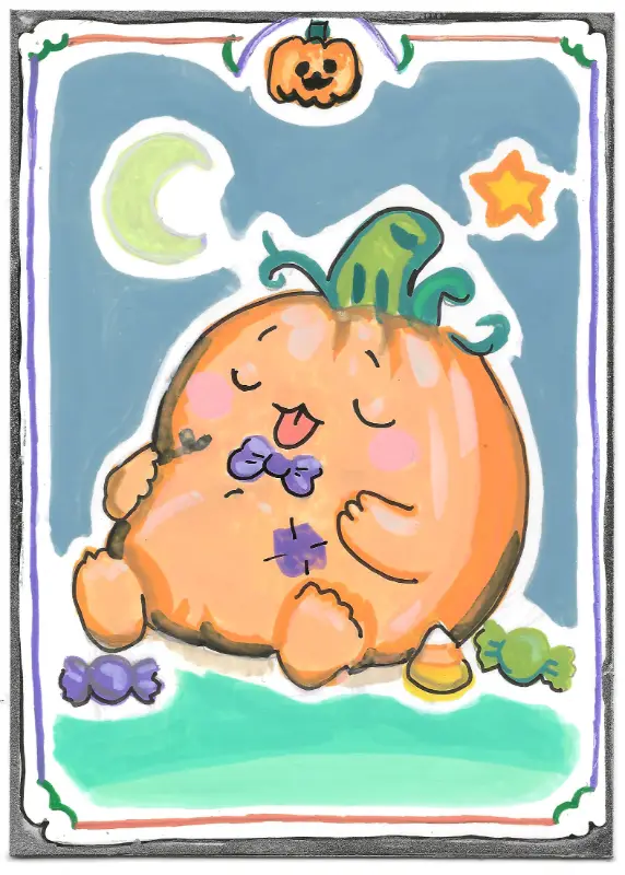 Pumpkin Candy Belly | Halloween Belly Collection | Art with Sara Rose aceo art card