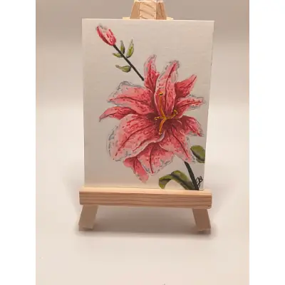 Pink Lily 002 aceo art card thumbnail 1