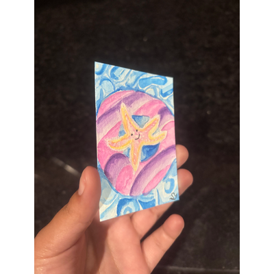 Starfish on a Pool Float aceo art card thumbnail 2