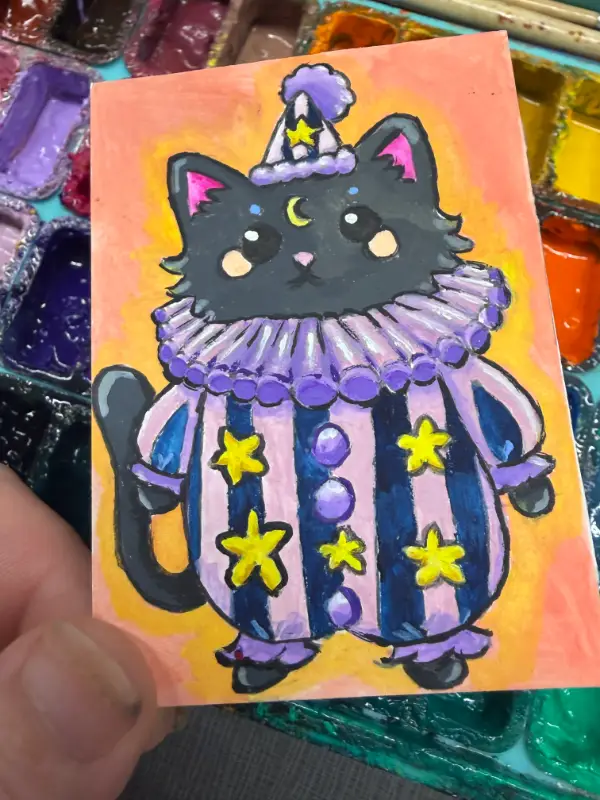 Marcel Meowso aceo art card
