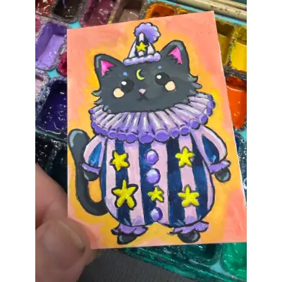 Marcel Meowso aceo art card thumbnail 1