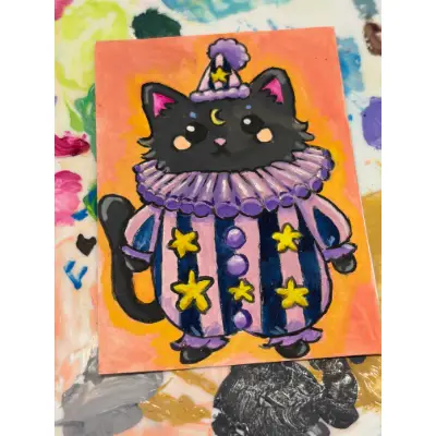 Marcel Meowso aceo art card thumbnail 2