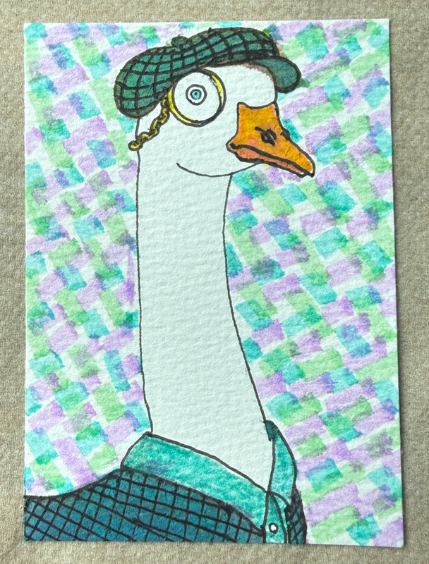 Original ACEO Gentlemanly Gander aceo art card