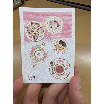 Tea Party aceo art card thumbnail 2