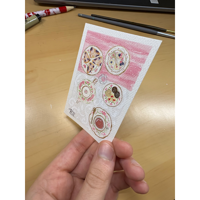 Tea Party aceo art card thumbnail 3