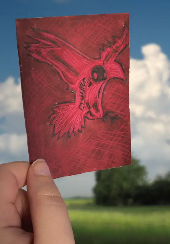 Punk isn't dead skelly bird aceo art card