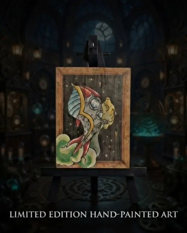 Rocket to the moon aceo art card