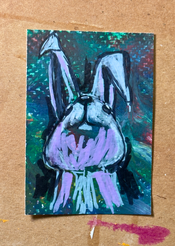 Rabbit Mixed Media (1.4) aceo art card