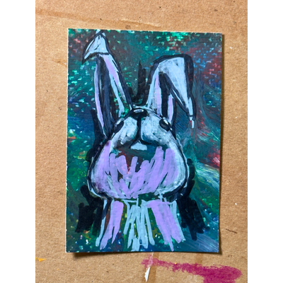 Rabbit Mixed Media (1.4) aceo art card thumbnail 1