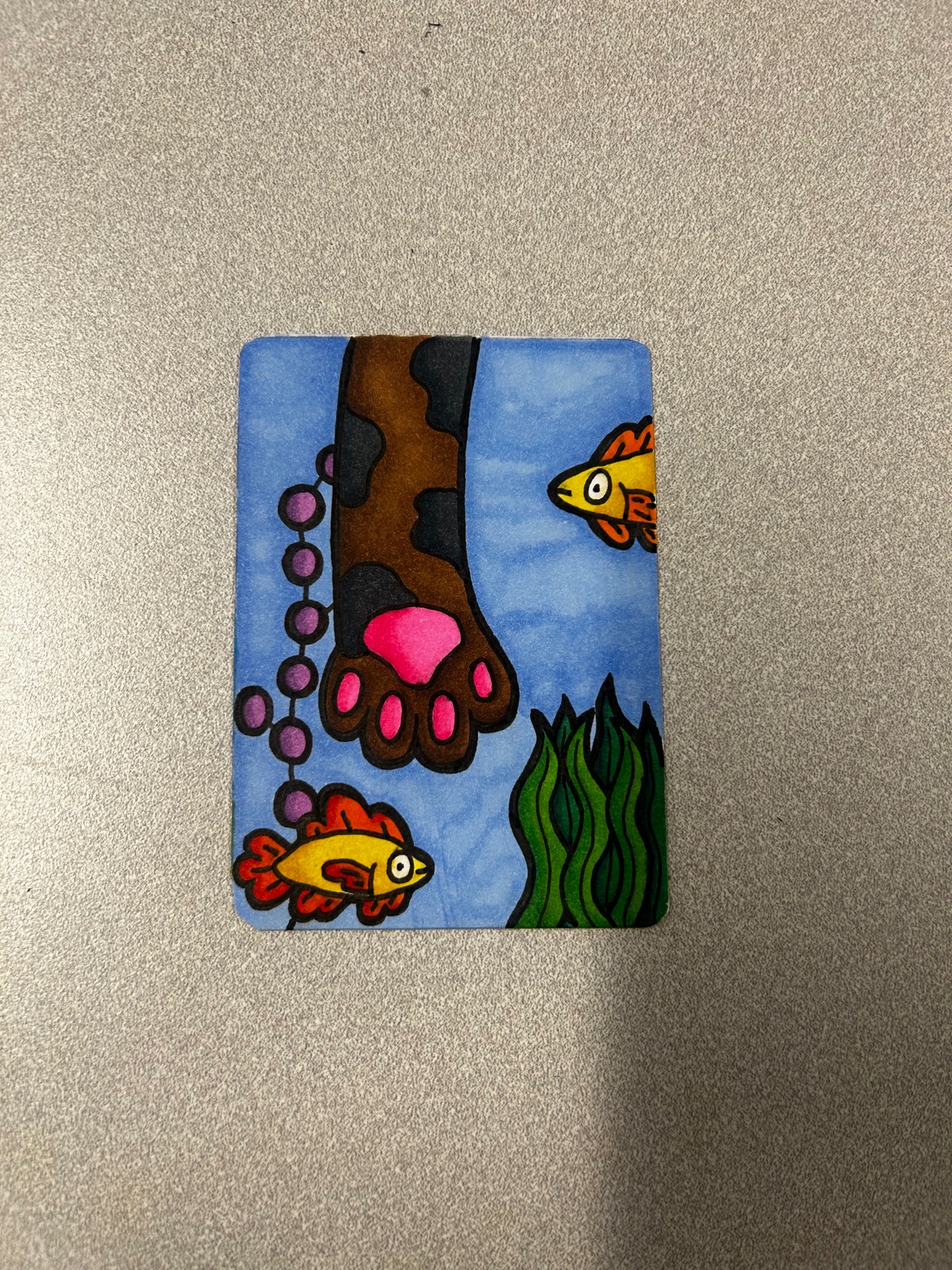 Cat paw in water aceo art card