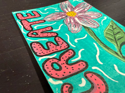 ACEO Original Art create floral art journal style Elizabeth Durant  Art acrylic aceo art card thumbnail 2
