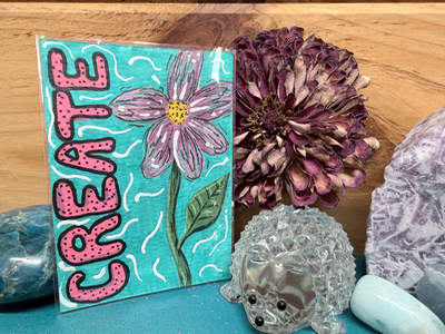 ACEO Original Art create floral art journal style Elizabeth Durant  Art acrylic aceo art card thumbnail 3
