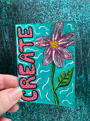ACEO Original Art create floral art journal style Elizabeth Durant  Art acrylic aceo art card thumbnail 1