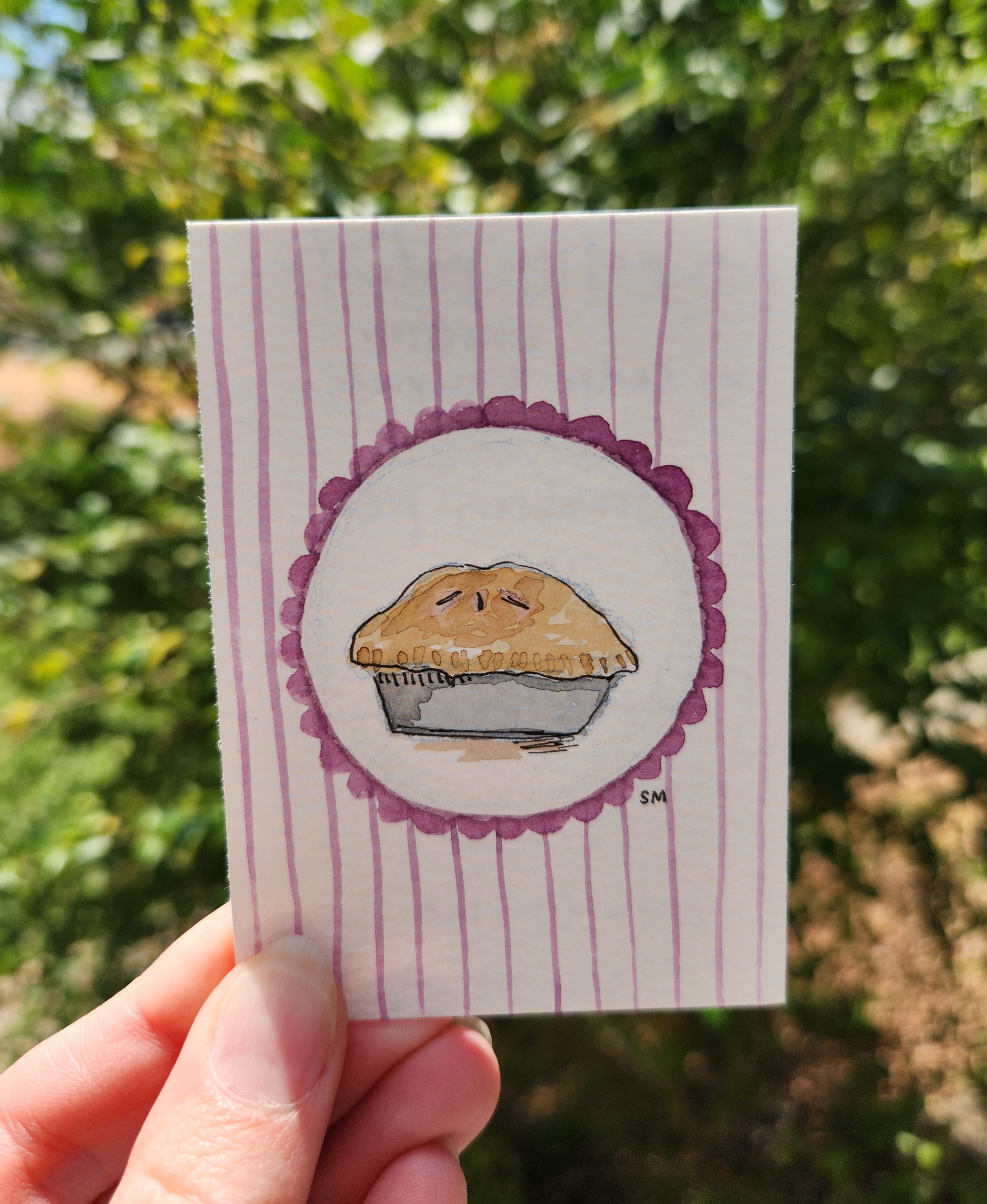Strawberry Pie aceo art card thumbnail 1