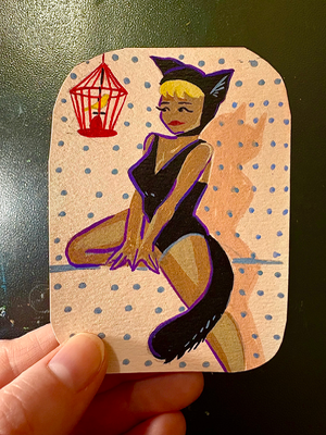 Hello Birdie aceo art card thumbnail 2