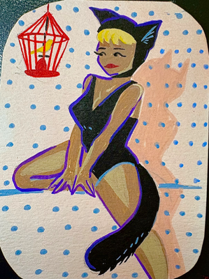 Hello Birdie aceo art card thumbnail 1