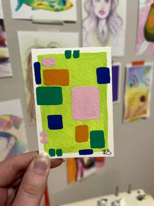 Aquarius Moon Abstract aceo art card