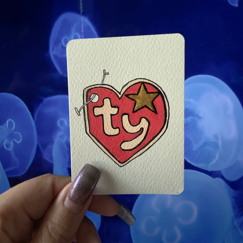 Nostalgic - Ty Beanie Baby Nostalgic Art Card - Raised Tactile Gold Star! aceo art card