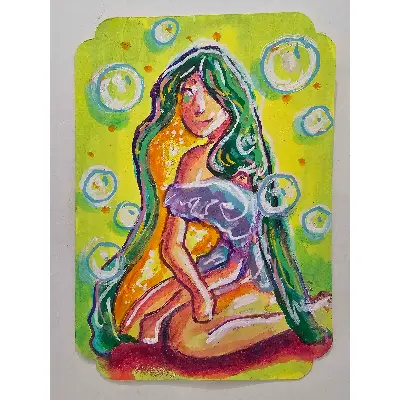 Oyster Girl aceo art card thumbnail 1