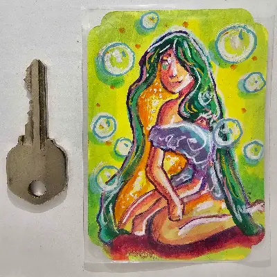 Oyster Girl aceo art card thumbnail 2