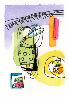 Mighty Bee aceo art card thumbnail 1