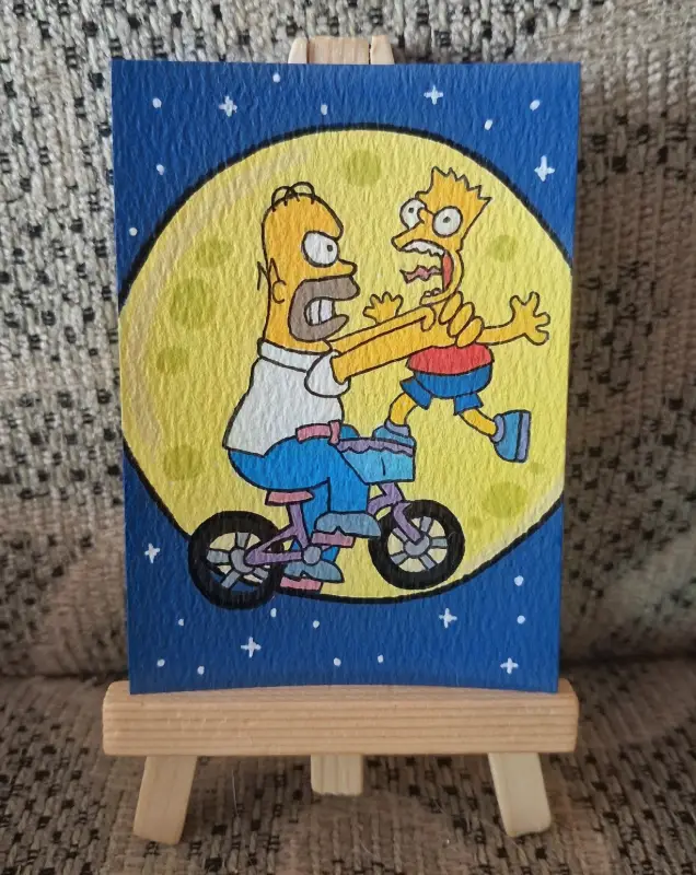 E.T. Phone The Simpson's aceo art card