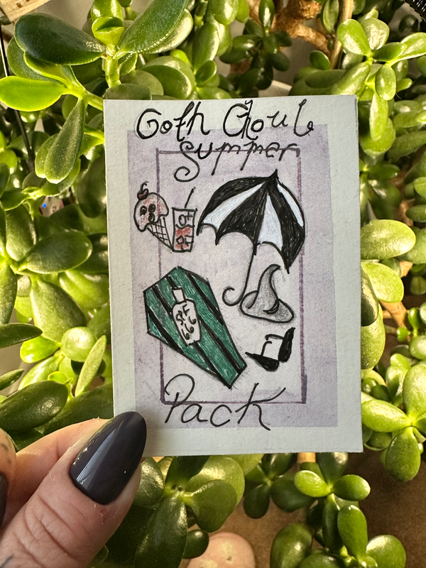 Goth ghoul summerween aceo art card