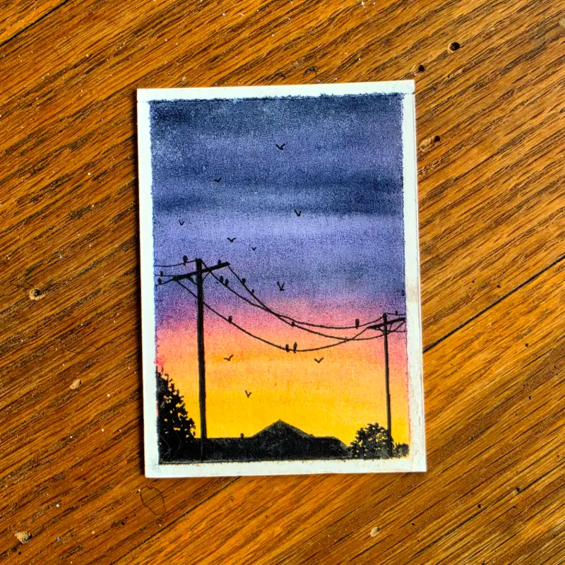 Powerful Sunset #2 aceo art card