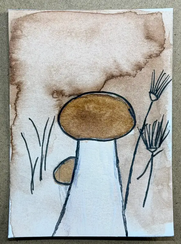 Mushrooms 4/8 aceo art card