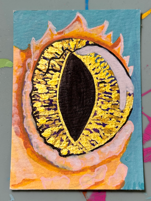 Golden eye aceo art card thumbnail 2