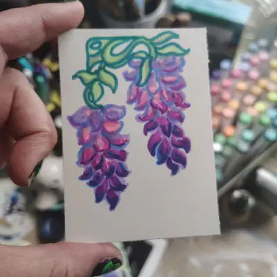 Wisteria Art Nouveau Study aceo art card thumbnail 2