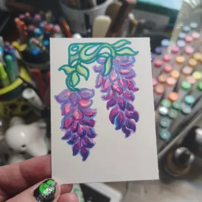 Wisteria Art Nouveau Study aceo art card thumbnail 1