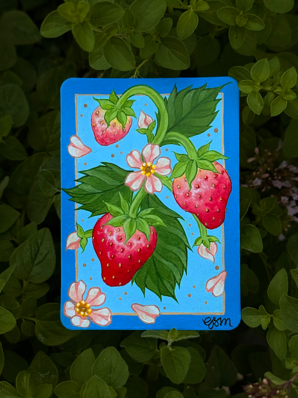 Succulent Strawberries 1/3 aceo art card