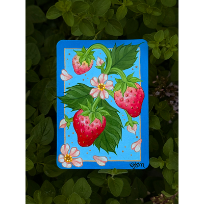 Succulent Strawberries 1/3 aceo art card thumbnail 1