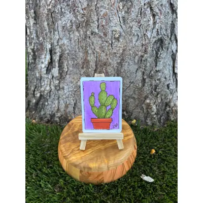 Cat the Cactus aceo art card thumbnail 1