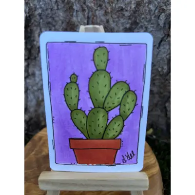 Cat the Cactus aceo art card thumbnail 2