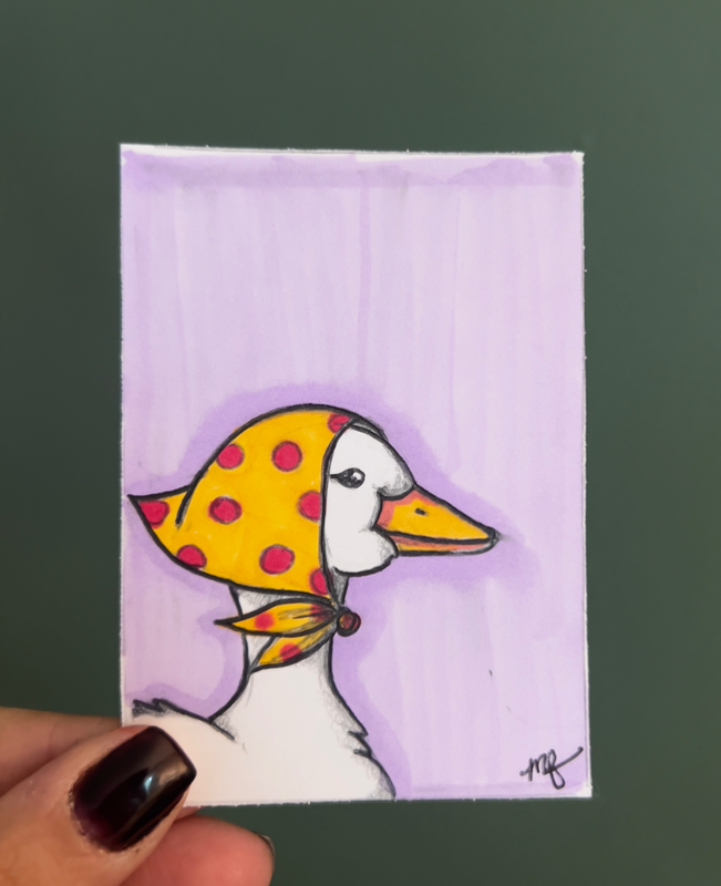 ACEO ORIGINAL “Duck Wearing a Bandana” aceo art card