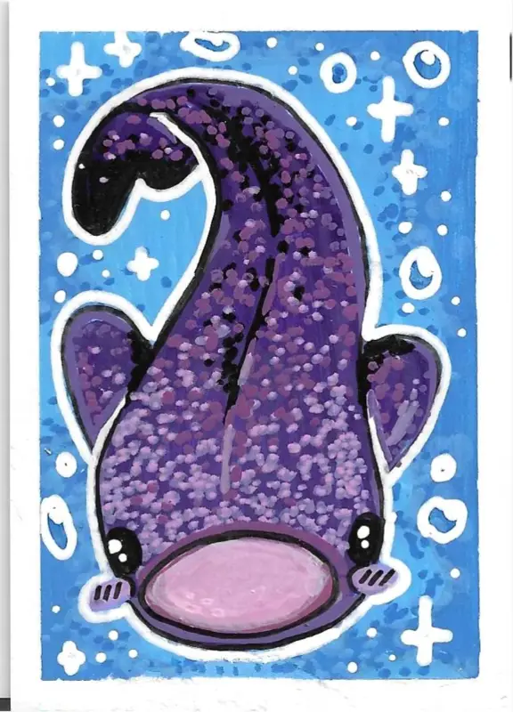 Gasping Whale Shark aceo art card