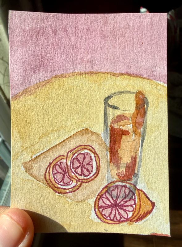 Screwdriver Cocktail Original ACEO | Happy Hour Collection #5 | Watercolor & Ink by KootStudios aceo art card