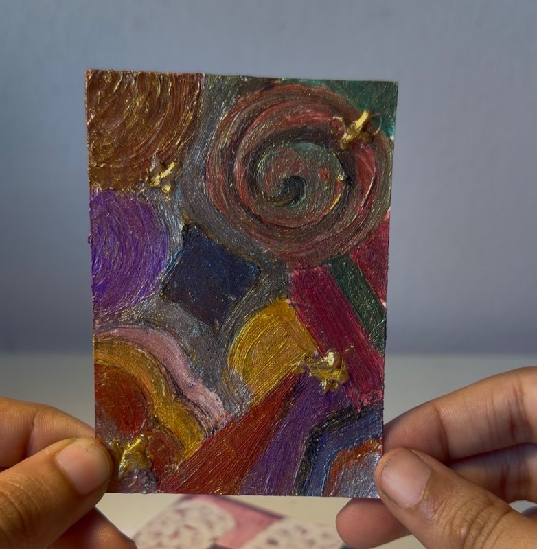 Abstract Shapes Mixed Media Metallic ACEO aceo art card