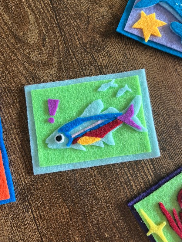 Neon Tetra: Felt ACEO aceo art card