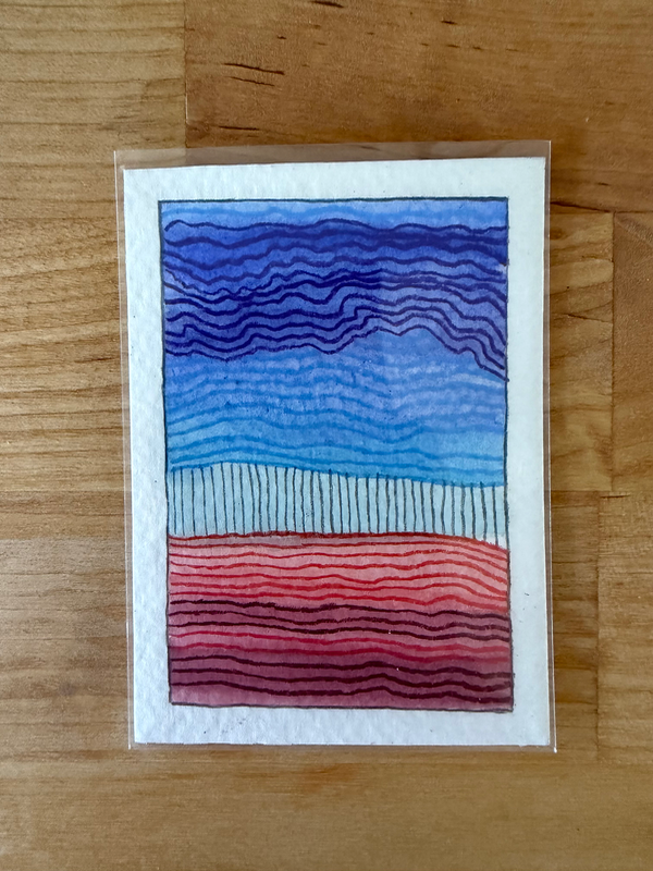 Red Desert Blue Sky 2/5 aceo art card